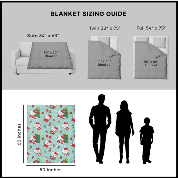 Hello Kitty Christmas Throw Blanket - Picture 4 of 5